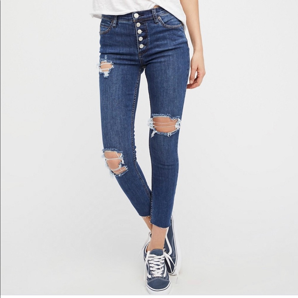 Free People Button fly lt denim jeans